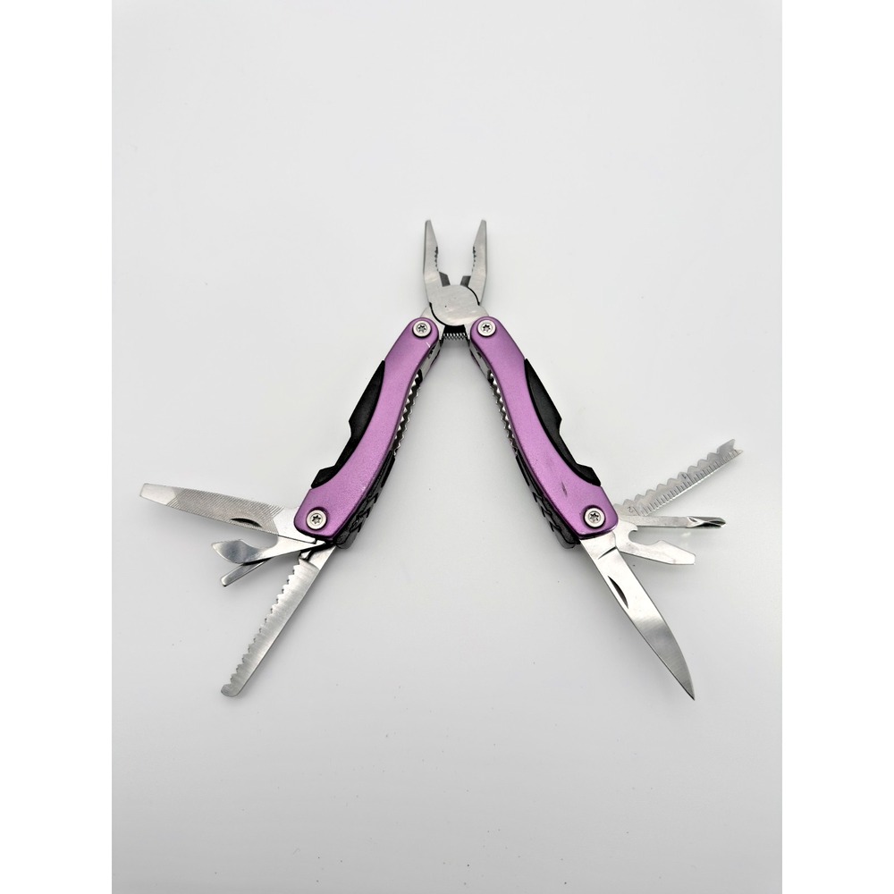 Mystik Multi Tool Pliers Knife Saw Screwdrivers File Purple Handle EDC